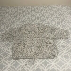 Como Vintage XL Leopard Print Drawstring Hem Long Sleeve Pullover Top